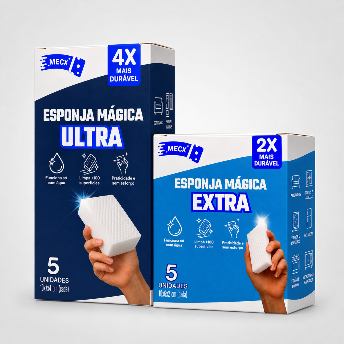 Kit 10 Força Dupla | Esponja Mágica Mecx (5 Ultra + 5 Extra)